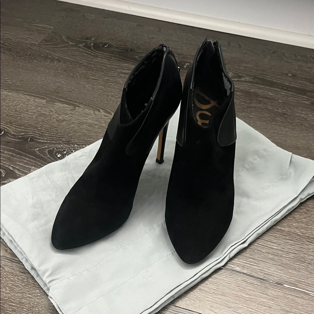 Black Suede Stiletto Ankle Boots - Sam Edelman
